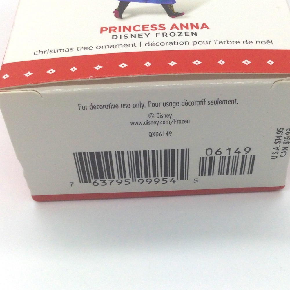 Disney frozen princess anna ornament in box 2015 hallmark 3.5” Christmas tree - Picture 3 of 6